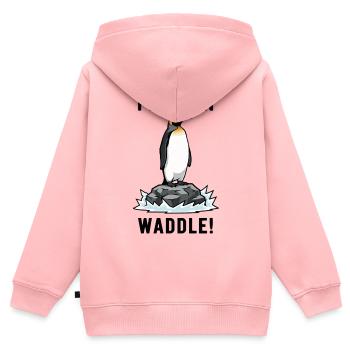 Königspinguin, Antarktis, Waddle, Pinguin Schwarz - Kinder Premium Organic Zip Hoodie - Rosa - Hinten - AI Model Kid Female (0cm)