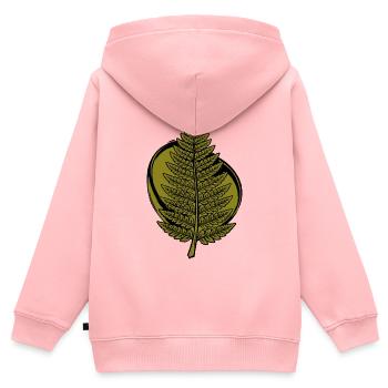 Minimal Forest Symbol, Streetwear de la nature - Sweat Premium à capuche zippé enfant bio - rose - Dos - AI Model Kid Female (0cm)