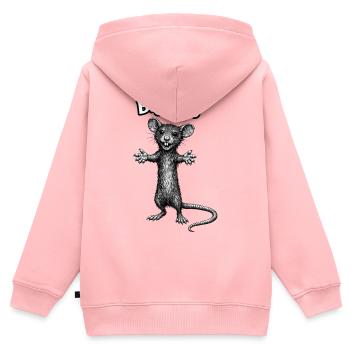 Grand Rat Câlin - Sweat Premium à capuche zippé enfant bio - rose - Dos - AI Model Kid Female (0cm)