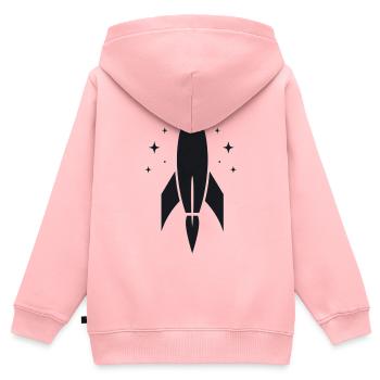 Rakete Weltraum Sterne Design - Kinder Premium Organic Zip Hoodie - Rosa - Hinten - AI Model Kid Female (0cm)