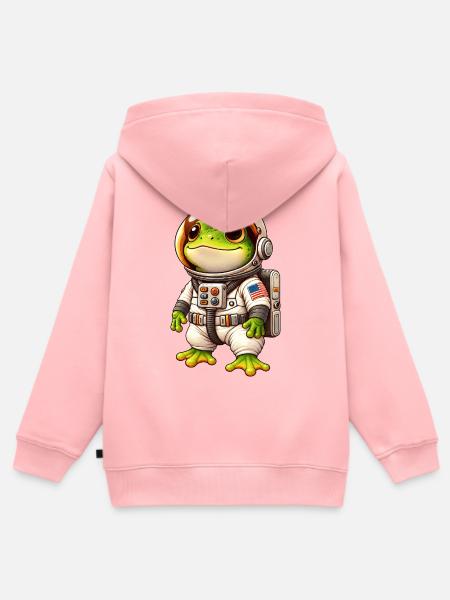 Frosch Astronaut Weltraum Entdecker Cartoon - Kinder Premium Organic Zip Hoodie - Rosa