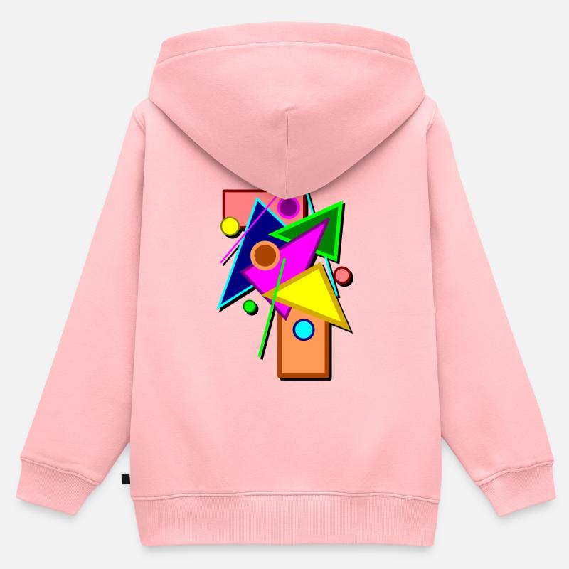 géométrie - Sweat Premium à capuche zippé enfant bio - rose