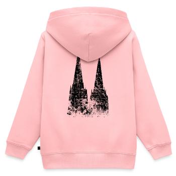 Kölner Dom aus Köln (Vintage/Schwarz) - Kinder Premium Organic Zip Hoodie - Rosa - Hinten - AI Model Kid Female (0cm)