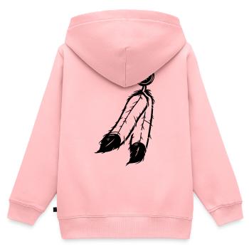 Bijoux en plumes - Sweat Premium à capuche zippé enfant bio - rose - Dos - AI Model Kid Female (0cm)