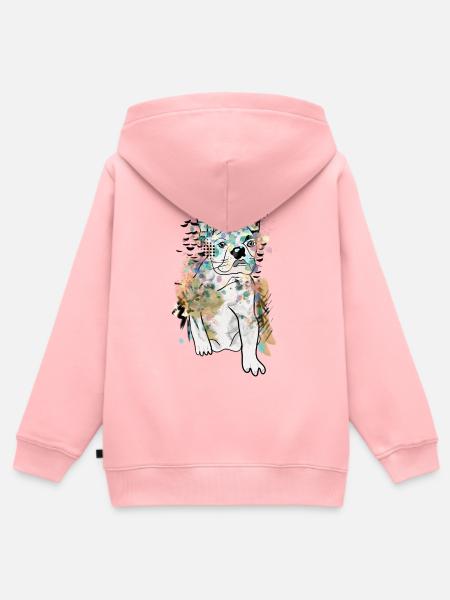 NIEDLICHE BULLDOGGENZEICHNUNG - Kinder Premium Organic Zip Hoodie - Rosa