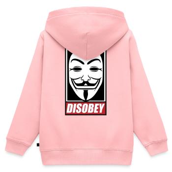 Désobéir Couleurs modifiables - Sweat Premium à capuche zippé enfant bio - rose - Dos - AI Model Kid Female (0cm)