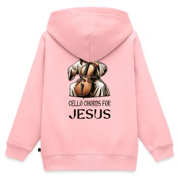 Cello Akkorde für Jesus Christlicher Gott - Kinder Premium Organic Zip Hoodie - Rosa - Hinten - AI Model Kid Female (0cm)