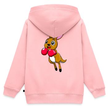Känguru - Kinder Premium Organic Zip Hoodie - Rosa - Hinten - AI Model Kid Female (0cm)