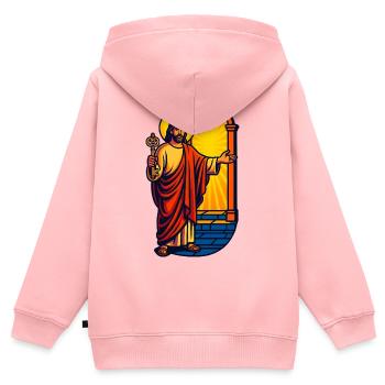 Auferstandener Christus mit Schlüssel, Jesus Kunst - Kinder Premium Organic Zip Hoodie - Rosa - Hinten - AI Model Kid Female (0cm)