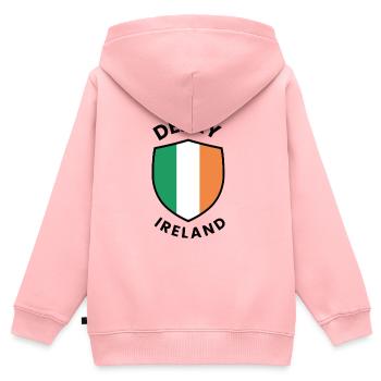 Conception du bouclier d’Irlande de Derry - Sweat Premium à capuche zippé enfant bio - rose - Dos - AI Model Kid Female (0cm)
