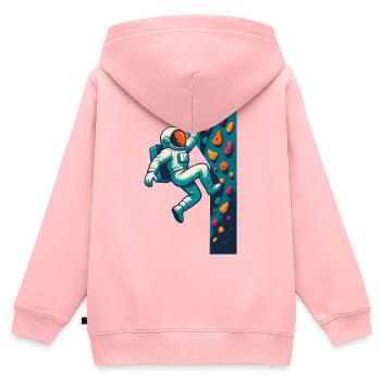 Bouldern Astronaut schweben leicht klettern Gesche - Kinder Premium Organic Zip Hoodie - Rosa - Hinten - AI Model Kid Female (0cm)
