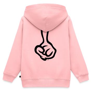 Erhobener Zeigefinger (Finger / Linke Hand / 1C) - Kinder Premium Organic Zip Hoodie - Rosa - Hinten - AI Model Kid Female (0cm)