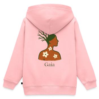 Gaïa - Mère Nature - Arbre de Vie - Sweat Premium à capuche zippé enfant bio - rose - Dos - AI Model Kid Female (0cm)