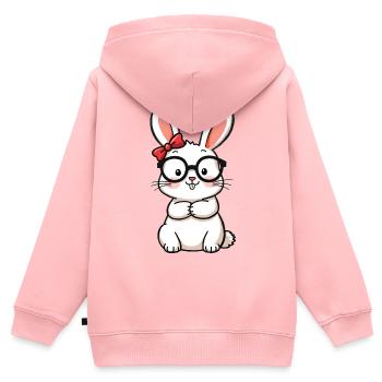 Kaninchen mit Brille - Kinder Premium Organic Zip Hoodie - Rosa - Hinten - AI Model Kid Female (0cm)