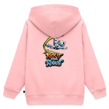 Fussballroboter macht Fallrückzieher - Kinder Premium Organic Zip Hoodie - Rosa - Hinten - AI Model Kid Female (0cm)