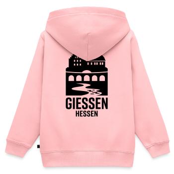 Giessen Hessen - Kinder Premium Organic Zip Hoodie - Rosa - Hinten - AI Model Kid Female (0cm)