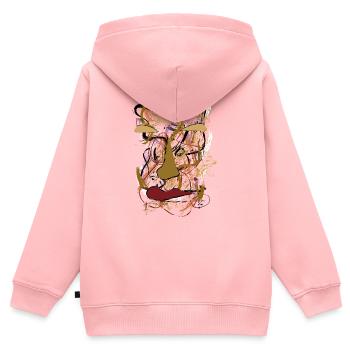 Art expressionnisme abstrait du portrait - Sweat Premium à capuche zippé enfant bio - rose - Dos - AI Model Kid Female (0cm)