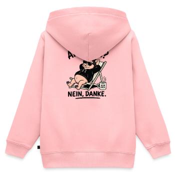 Entspanntes Schwein im Hoodie - Kinder Premium Organic Zip Hoodie - Rosa - Hinten - AI Model Kid Female (0cm)