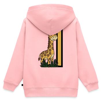 Giraffe am Pfosten – Kinderillustration - Kinder Premium Organic Zip Hoodie - Rosa - Hinten - AI Model Kid Female (0cm)