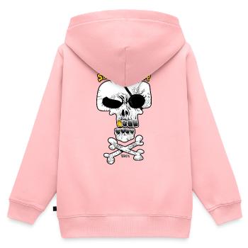 SAN ESCOBAR - Piratenflagge / Totenkopf - Kinder Premium Organic Zip Hoodie - Rosa - Hinten - AI Model Kid Female (0cm)