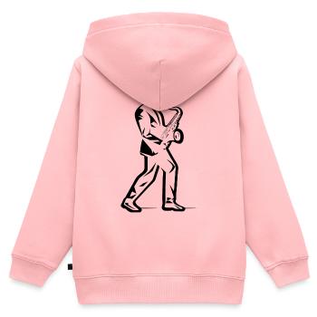 Saxophonist Zeichnung - Kinder Premium Organic Zip Hoodie - Rosa - Hinten - AI Model Kid Female (0cm)