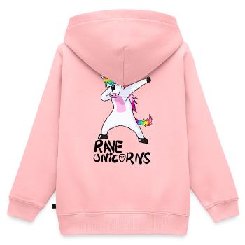 Logo Rave Unicorns Black Text - Kinder Premium Organic Zip Hoodie - Rosa - Hinten - AI Model Kid Female (0cm)