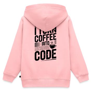 Je transforme le café en code - Sweat Premium à capuche zippé enfant bio - rose - Dos - AI Model Kid Female (0cm)