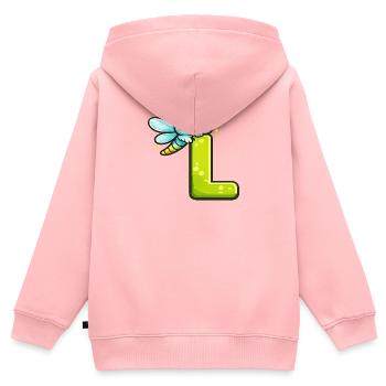 L wie Libelle  - Kinder Premium Organic Zip Hoodie - Rosa - Hinten - AI Model Kid Female (0cm)