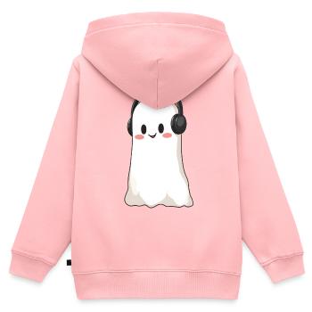 Gespenst mit Kopfhörer - Kinder Premium Organic Zip Hoodie - Rosa - Hinten - AI Model Kid Female (0cm)