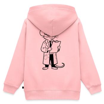 Souris scientifique - Sweat Premium à capuche zippé enfant bio - rose - Dos - AI Model Kid Female (0cm)