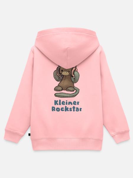 Anouk Kleiner Rockstar Mit Affi - Kinder Premium Organic Zip Hoodie - Rosa