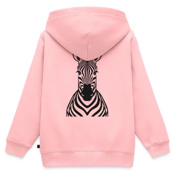 Zèbre frontal - Tête zébrée - Sweat Premium à capuche zippé enfant bio - rose - Dos - AI Model Kid Female (0cm)