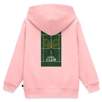 Conception des courts du Padel Club - Sweat Premium à capuche zippé enfant bio - rose - Dos - AI Model Kid Female (0cm)