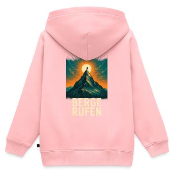Berge rufen am Gipfel - Kinder Premium Organic Zip Hoodie - Rosa - Hinten - AI Model Kid Female (0cm)