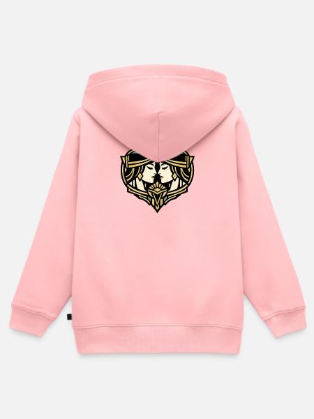 Spiegelnde Art Deco Maskenillustration - Kinder Premium Organic Zip Hoodie - Rosa
