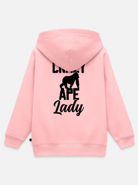 Crazy Ape Lady - Kinder Premium Organic Zip Hoodie - Rosa