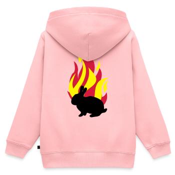 Hase mit Feuer - Kinder Premium Organic Zip Hoodie - Rosa - Hinten - AI Model Kid Female (0cm)