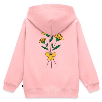 Bouquet de fleurs tricolore - Sweat Premium à capuche zippé enfant bio - rose - Dos - AI Model Kid Female (0cm)