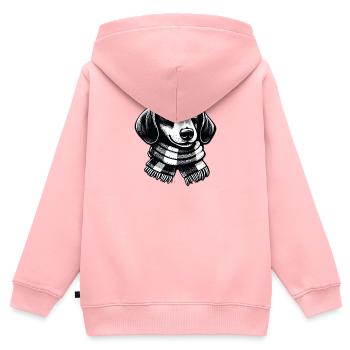 Dackel mit Schal - Kinder Premium Organic Zip Hoodie - Rosa - Hinten - AI Model Kid Female (0cm)