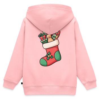 Illustrierter Weihnachtsstrumpf – festlich und niedlich - Kinder Premium Organic Zip Hoodie - Rosa - Hinten - AI Model Kid Female (0cm)