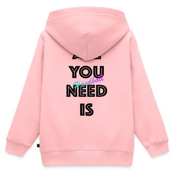 Handball Gradient Script - Kinder Premium Organic Zip Hoodie - Rosa - Hinten - AI Model Kid Female (0cm)