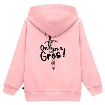 On en a gros ! - Sweat Premium à capuche zippé enfant bio - rose - Dos - AI Model Kid Female (0cm)