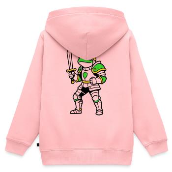 Chevalier Grenouille - Sweat Premium à capuche zippé enfant bio - rose - Dos - AI Model Kid Female (0cm)
