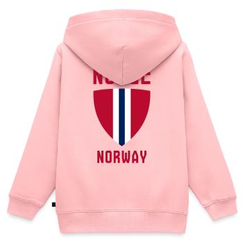 Norge – Norwegen - Kinder Premium Organic Zip Hoodie - Rosa - Hinten - AI Model Kid Female (0cm)