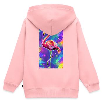 Flamingo - Kinder Premium Organic Zip Hoodie - Rosa - Hinten - AI Model Kid Female (0cm)