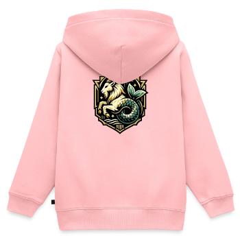 Heraldischer Pferde-Drache - Kinder Premium Organic Zip Hoodie - Rosa - Hinten - AI Model Kid Female (0cm)