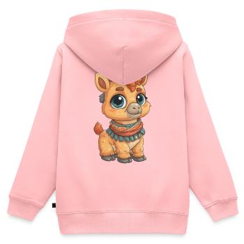 Kuscheliges Alpaka Fohlen mit Schal - Kinder Premium Organic Zip Hoodie - Rosa - Hinten - AI Model Kid Female (0cm)
