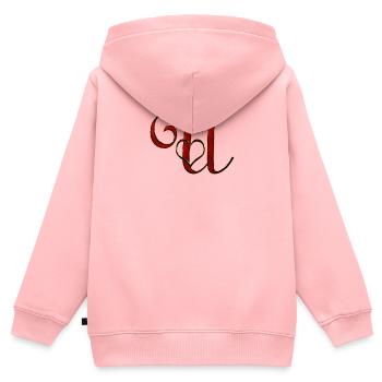Ornement en lettres en or en forme de cœur de Dieu - Sweat Premium à capuche zippé enfant bio - rose - Dos - AI Model Kid Female (0cm)