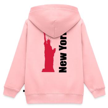 New York - Kinder Premium Organic Zip Hoodie - Rosa - Hinten - AI Model Kid Female (0cm)