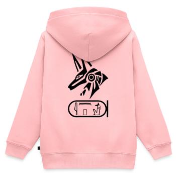 Dieu Anubis (noir) - Sweat Premium à capuche zippé enfant bio - rose - Dos - AI Model Kid Female (0cm)